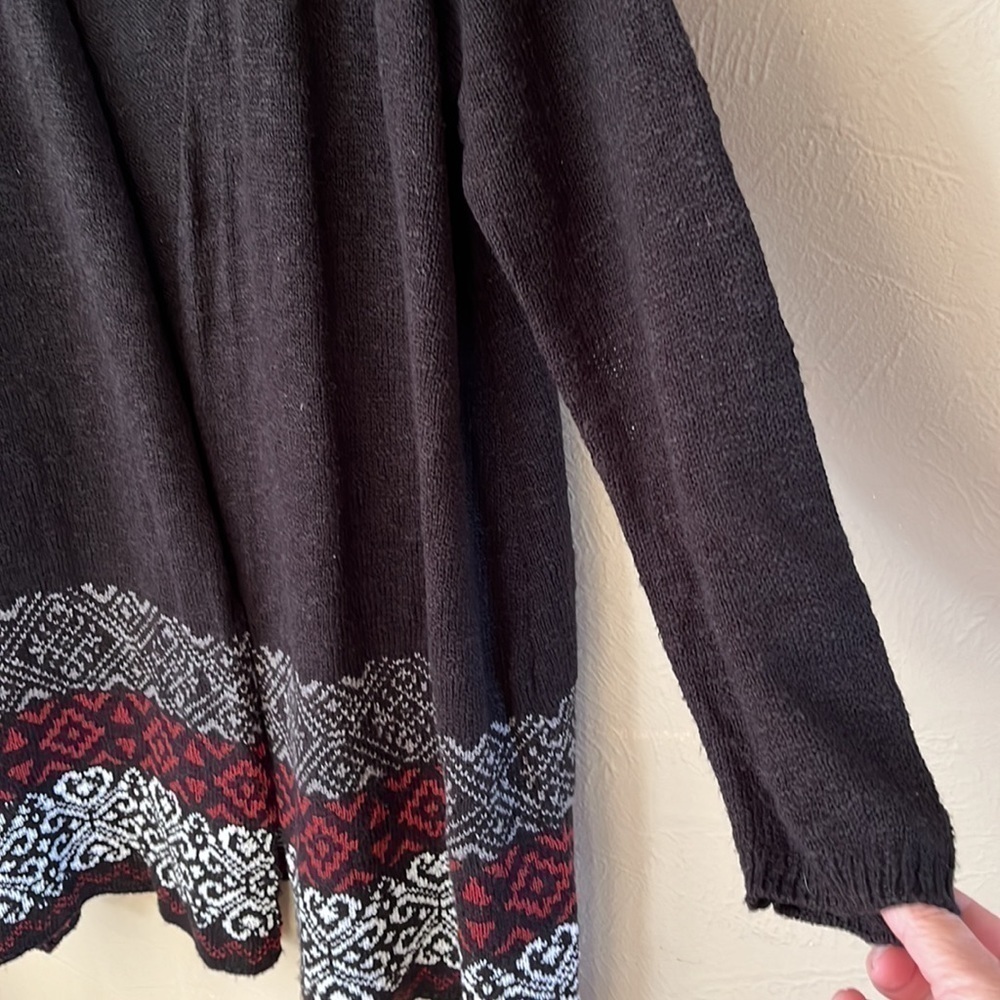 One World open cardigan long black with designed sections long sleeves size 2X - Picture 5 of 14